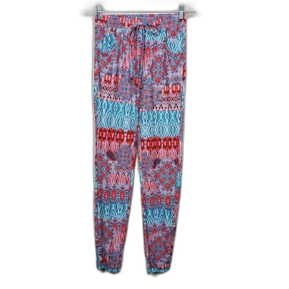 SR Colorful Print Pant Womans Size Medium Multicolor‎ Orange Blue